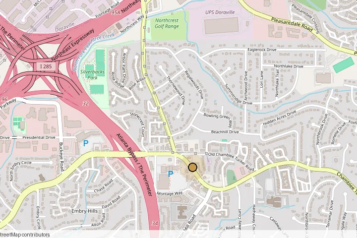 Map showing the Goals clinic at 3576 Chamblee Tucker Rd, Atlanta