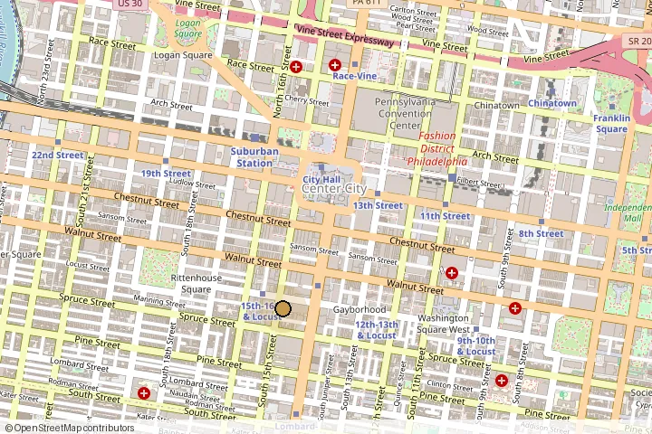 Map showing the Goals clinic at 1420 Locust St #421, Philadelphia